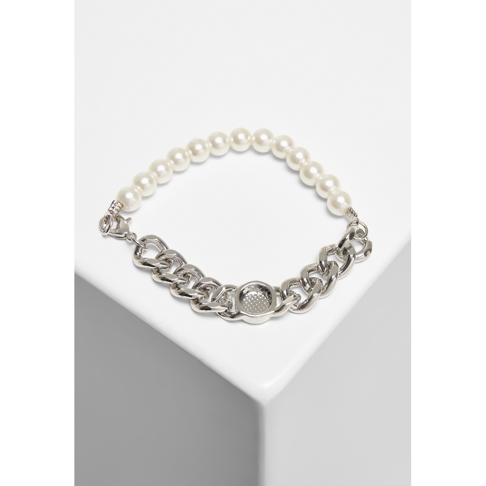 Urban Classics - Pearl Flat Chain Bracelet - Silver coloured